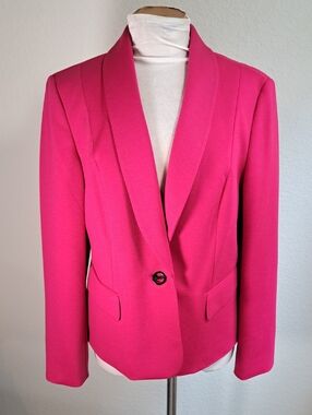 Kasper Women’s Hot Pink Tailored Single-Button Blazer Size 12 Single Button